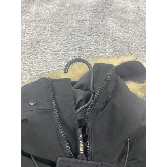 Puremsx Jacket Womans Medium Black Puffer Faux Fur Hood Quilted Ski Snow Coat - Picture 8 of 8